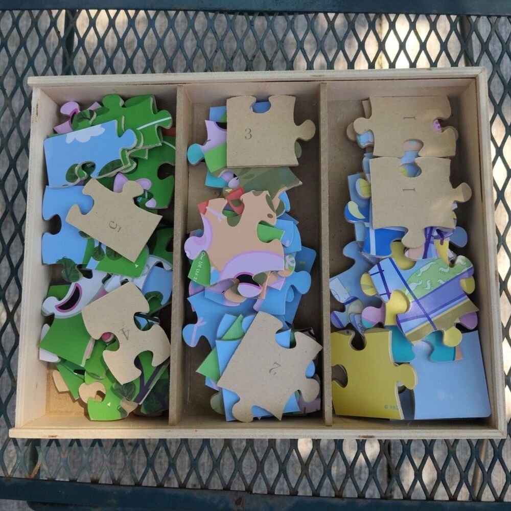 Vintage 2003 Peppa Pig 5 Puzzle Set Wooden Storage Numbered Pieces